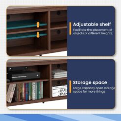 BestMassage Wood TV Stand TV Stand Fits 32-65 Inch Flat Screen TV Cabinet with 4-Shelf Storage Rolling Entertainment Center