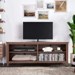 BestMassage Wood TV Stand TV Stand Fits 32-65 Inch Flat Screen TV Cabinet with 4-Shelf Storage Rolling Entertainment Center