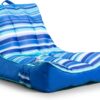 Big Joe Captain's Float No Inflation Needed Pool Lounger with Drink Holder, Blurred Blue Double Sided Mesh, Quick Draining Fabric, 3 feet