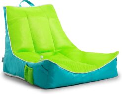 Big Joe Captain's Float No Inflation Needed Pool Lounger with Drink Holder, Lime/Capri Mesh, Quick Draining Fabric, 3 feet