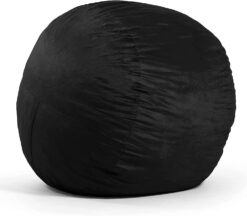 Big Joe Fuf Large Foam Filled Bean Bag Chair with Removable Cover, Black Plush, Soft Polyester, 4 feet Big