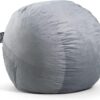 Big Joe Fuf Large Foam Filled Bean Bag Chair with Removable Cover, Gray Plush, Soft Polyester, 4 feet Big