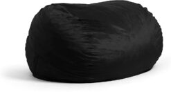 Big Joe Fuf XL Foam Filled Bean Bag Chair with Removable Cover, Black Plush, Soft Polyester, 5 feet Giant