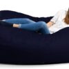 Big Joe Fuf XL Foam Filled Bean Bag Chair with Removable Cover, Midnight Plush, Soft Polyester, 5 feet Giant , Navy Plush