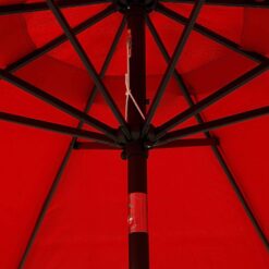 Blissun 9ft Patio Umbrella, Manual Push Button Tilt and Crank Garden Parasol (Red)