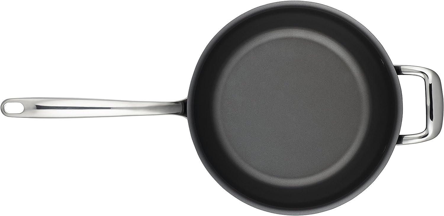 Breville Thermal Pro Hard Anodized Nonstick Sauce Pan/Saucepan/Saucier with  Lid and Helper Handle, 4 Quart, Gray