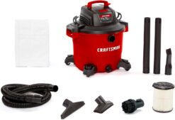 CRAFTSMAN CMXEVBE18695 16 Gallon 6.5 Peak HP Wet/Dry Vac, Heavy-Duty Shop Vacuum with Muffler/Diffuser and Attachments, Red