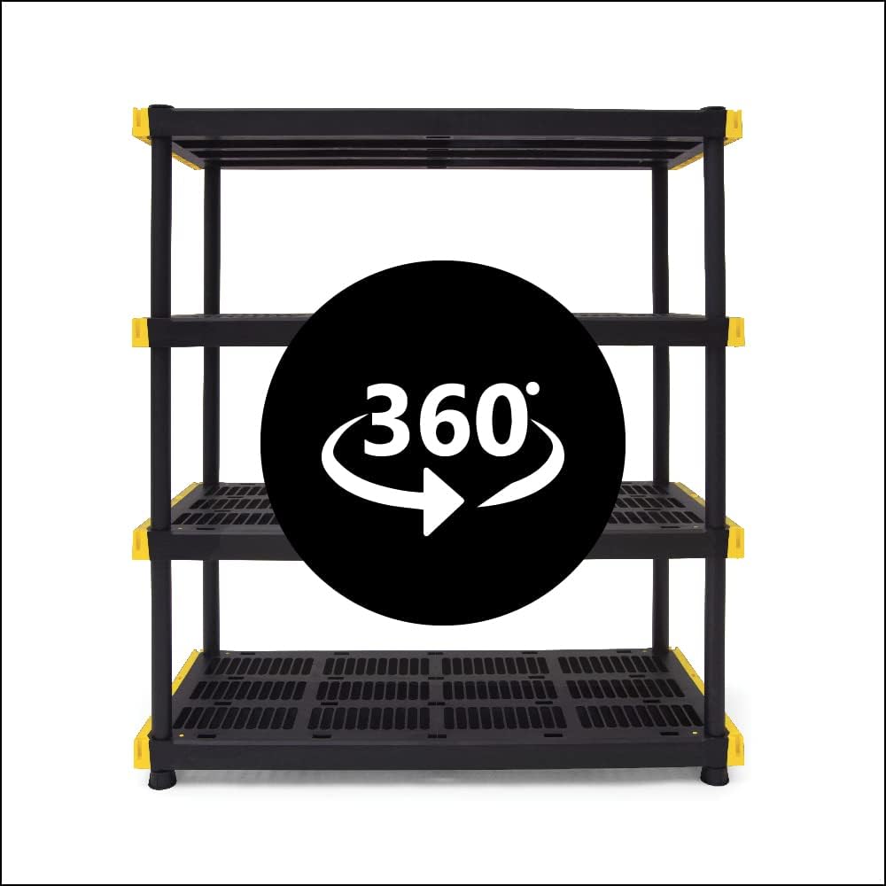 Black 4-Tier Heavy Duty Plastic Freestanding Storage Shelving Unit (48 in. W x 55 in. H x 20 in. D)