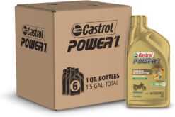 Castrol Power1 4T 10W-40 Full Synthetic Motorcycle Oil, 1 Quart, Pack of 6