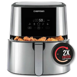 Chefman TurboFry Air Fryer, 8-Qt Capacity, BPA-Free, Dishwasher Safe Basket, One-Touch Presets, Black