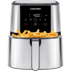 Chefman TurboTouch Air Fryer, One-Touch Digital Control, Shake Reminder, Stainless Steel