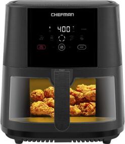 Chefman TurboTouch Easy View Air Fryer, Watch Food Cook And Low-Calorie Finish Through Convenient Window, 8 Qt