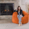 Chill Sack Bean Bag Chair, Memory Foam Lounger with Microsuede Cover, Kids, Adults, 4 ft, Orange