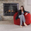 Chill Sack Bean Bag Chair, Memory Foam Lounger with Microsuede Cover, Kids, Adults, 4 ft, Red Pebble
