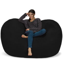 Chill Sack Bean Bag Chair, Memory Foam Lounger with Microsuede Cover, Kids, Adults, 6 ft, Black