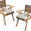 Christopher Knight Home Hermosa Outdoor Acacia Wood Arm Chairs, 2-Pcs Set, Teak Finish Cream