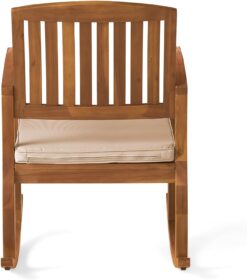 Christopher Knight Home Selma Acacia Rocking Chair with Cushion, Teak Finish