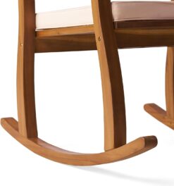 Christopher Knight Home Selma Acacia Rocking Chair with Cushion, Teak Finish