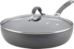 Circulon Radiance Deep Hard Anodized Nonstick Frying Pan /Skillet with Lid - 12 Inch, Gray