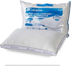 Columbia Comfort Ice Fiber Side Sleeper Down Alternative Bed Pillow - Instant Cooling 2 Sided Ice Fiber Cover - Supportive and Cozy Polyester Fiber Fill - Side Sleeper, King