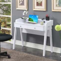 Convenience Concepts Newport Deluxe 2 Drawer Desk with Shelf, White