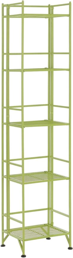 Convenience Concepts Xtra Storage Shelves - 5-Tier Folding Metal Shelving, Modern Shelves for Storage and Display in Living Room, Bathroom, Office, Kitchen, Garage, Lime