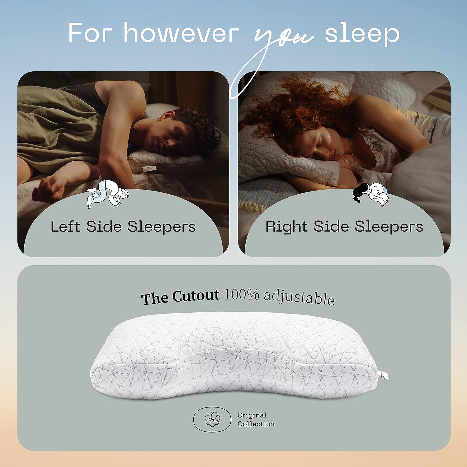 Coop Home Goods Cut-Out Side Sleeper Pillow - Notch Memory Foam Pillow,  Cervical Pillow for Side Sleepers, Neck Pillows for Pain Relief Sleeping
