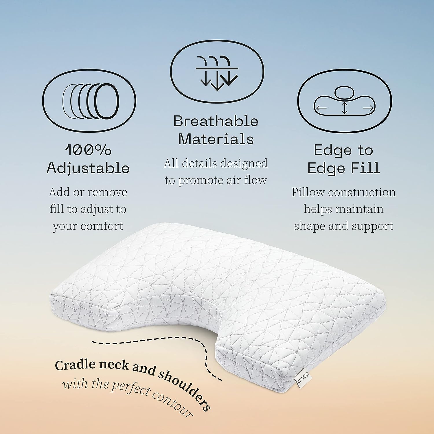Coop Home Goods Cut-Out Side Sleeper Pillow - Notch Memory Foam