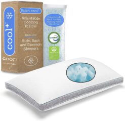 Coop Home Goods Eden Cool+ Pillow, Queen Size Plus Shaped Memory Foam Pillows with Cooling Gel, Back, Stomach or Side Sleeper Pillow, Adjustable Neck Support for Sleeping, CertiPUR-US/GREENGUARD Gold