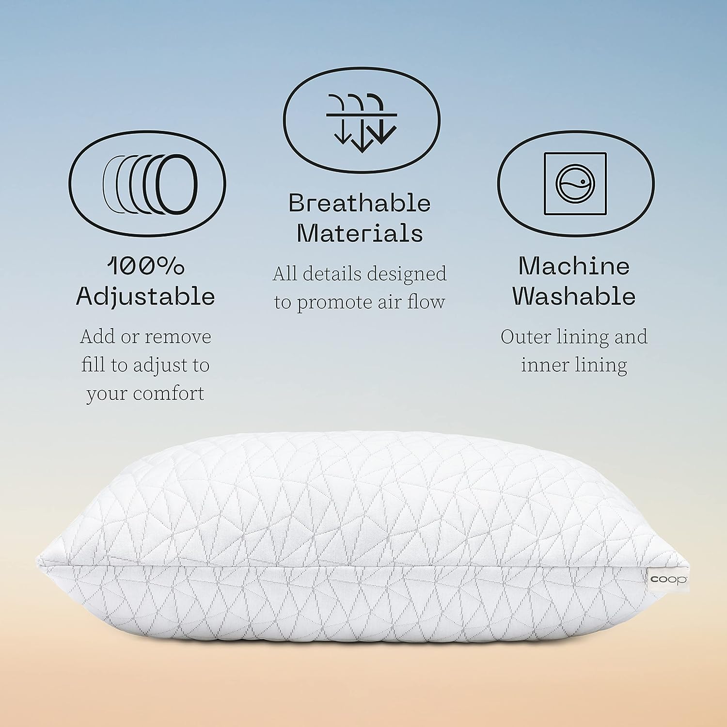 Coop Home Goods Original Loft, Queen Size Bed Pillows for Sleeping -  Adjustable Cross Cut Memory Foam Pillows - Medium Firm for Back, Stomach  and Side