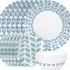 Corelle Global Collection Vitrelle 18-Piece Dinnerware Set, Triple Layer Recycled Glass, Lightweight Eco-Friendly Round Plates and Bowls Set, Northern Pines
