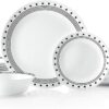 Corelle Vitrelle 18-Piece Service for 6 Dinnerware Set, Triple Layer Glass and Chip Resistant, Lightweight Round Plates and Bowls Set, City Block