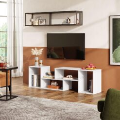DEVAISE Flat Screen TV Stand for 43 45 55 inch TV, Modern Entertainment Center with Storage Shelves
