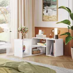 DEVAISE Flat Screen TV Stand for 43 45 55 inch TV, Modern Entertainment Center with Storage Shelves