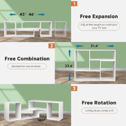 DEVAISE Flat Screen TV Stand for 43 45 55 inch TV, Modern Entertainment Center with Storage Shelves