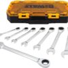 DEWALT Wrench Set, Combination Ratchet Wrench SAE, Direct Torque Technology, Lockable Case Included, 8 Piece (DWMT74733)