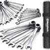 DURATECH Ratcheting Wrench Set, Combination Wrench Set, SAE & Metric, 22-piece, 1/4" to 3/4" & 6-18mm, CR-V Steel, with Pouch