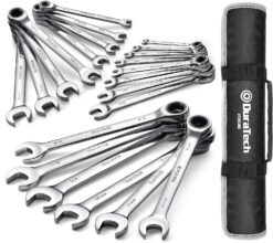 DURATECH Ratcheting Wrench Set, Combination Wrench Set, SAE & Metric, 22-piece, 1/4