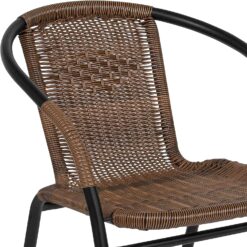 EMMA + OLIVER Patio Wicker Rattan Chair, Set of 4 Round Back Patio Dining Chairs. Stylish Look
