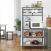 Easyfashion 4-Tier Kitchen Baker's Rack with Hooks, Gray