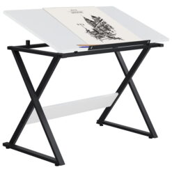 Easyfashion Drawing Board Hobby Drafting Table, White/Black