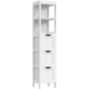 Easyfashion Modern Bathroom Storage Cabinet, 12" L x 12" W x 56" H, White