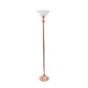 Elegant Designs 1 Light Torchiere Floor Lamp with Marbleized White Glass Shade, Rose Gold
