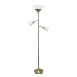 Elegant Designs 3 Light Floor Lamp with Scalloped Glass Shades, Antique Brass