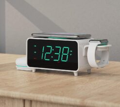 Emerson Radio Smartset Alarm Clock FM Radio with Wireless Charging, Bluetooth Speaker, Fast Charging