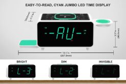 Emerson Radio Smartset Alarm Clock FM Radio with Wireless Charging, Bluetooth Speaker, Fast Charging