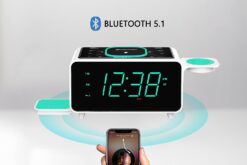 Emerson Radio Smartset Alarm Clock FM Radio with Wireless Charging, Bluetooth Speaker, Fast Charging