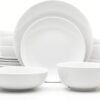 Euro Ceramica Essential Collection Porcelain Dinnerware and Serveware, 16 Piece Dinnerware Set, Service for 4, Classic White