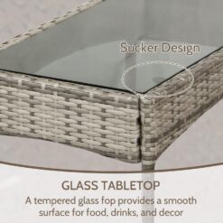 FDW Patio Conversation Set 4 Pieces Outdoor Furniture Set Wicker with Rattan Chair Loveseats Coffee Table for Outdoor Indoor Garden Backyard Porch Poolside Balcony, Gray WickerBlue Cushions,