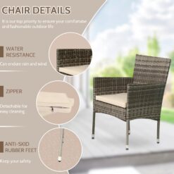 FDW Patio Conversation Set 4 Pieces Patio Furniture Set Wicker with Rattan Chair Loveseats Coffee Table for Outdoor Indoor Garden Backyard Porch Poolside Balcony,Gray WickerKhaki Cushions